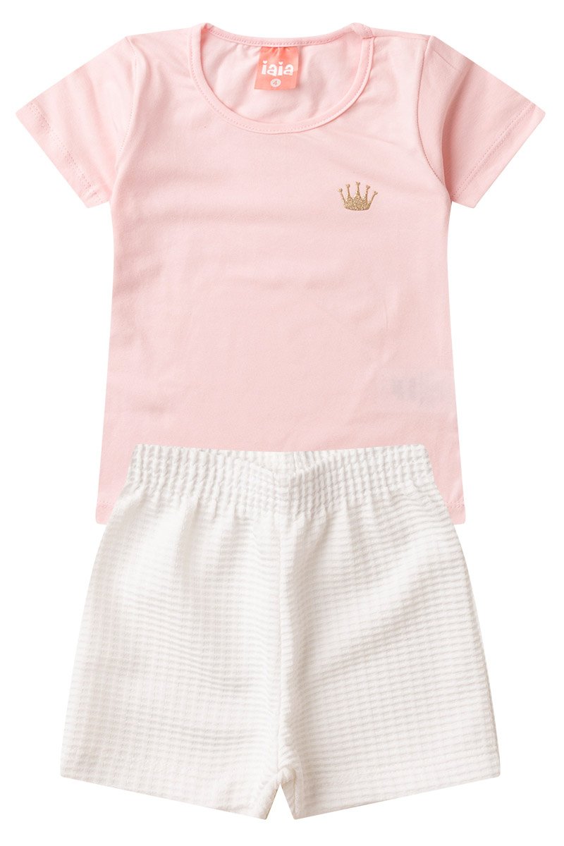 Conjunto Infantil Verão Menina Coroa Iaia   Confete