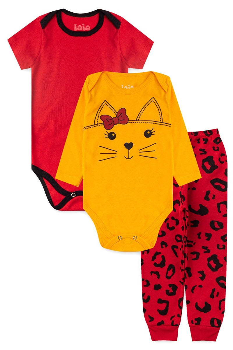 Kit Body Bebê 3 peças Iaia  Amarelo