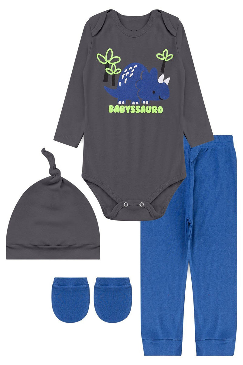 Kit Body Bebê 4 peças Kangulu  Chumbo