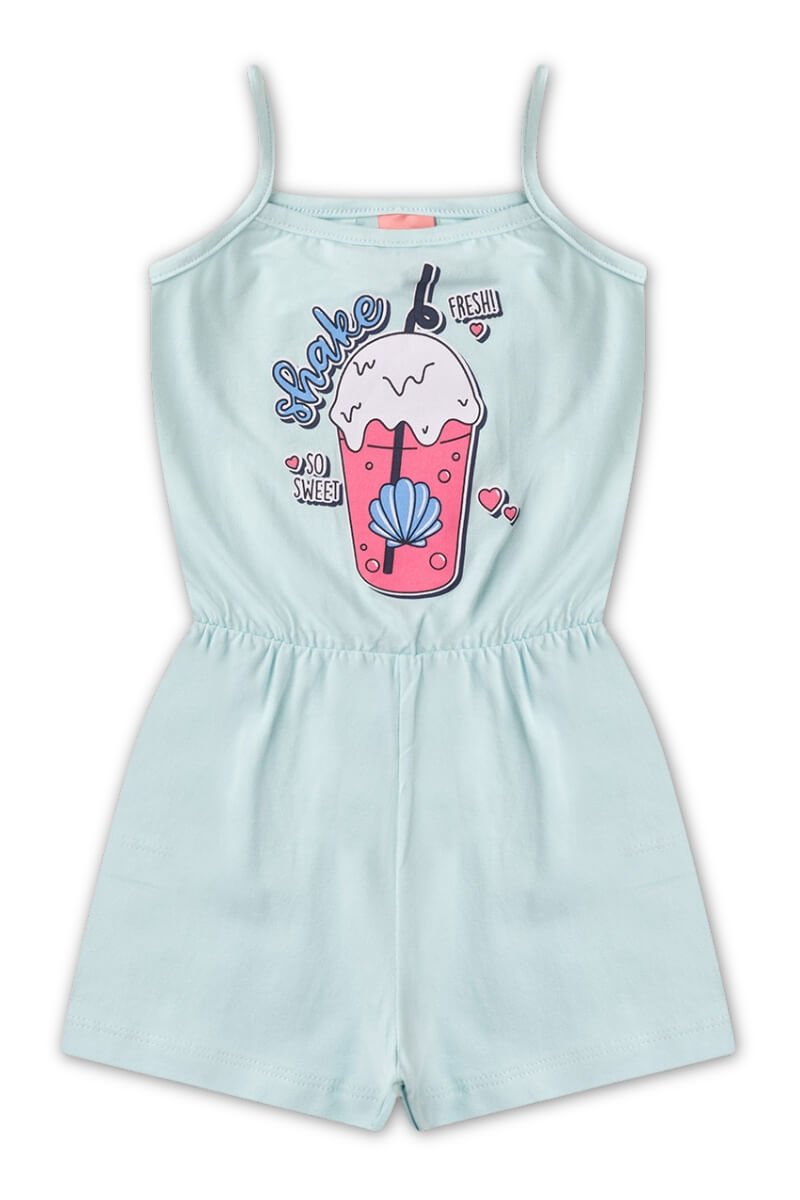 Macaquinho Infantil Verão Menina Fresh Iaia  Azul Claro